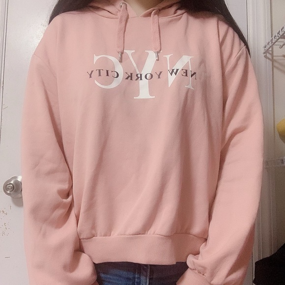 H&M Divided Dusky Pink Crop Top Hoodie - Picture 2 of 5